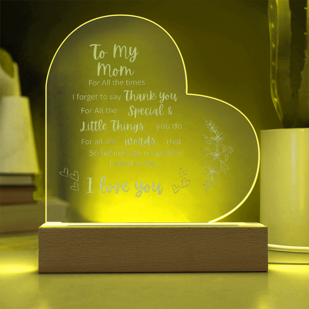 To My Mom Gift Engraved Acrylic Plaque